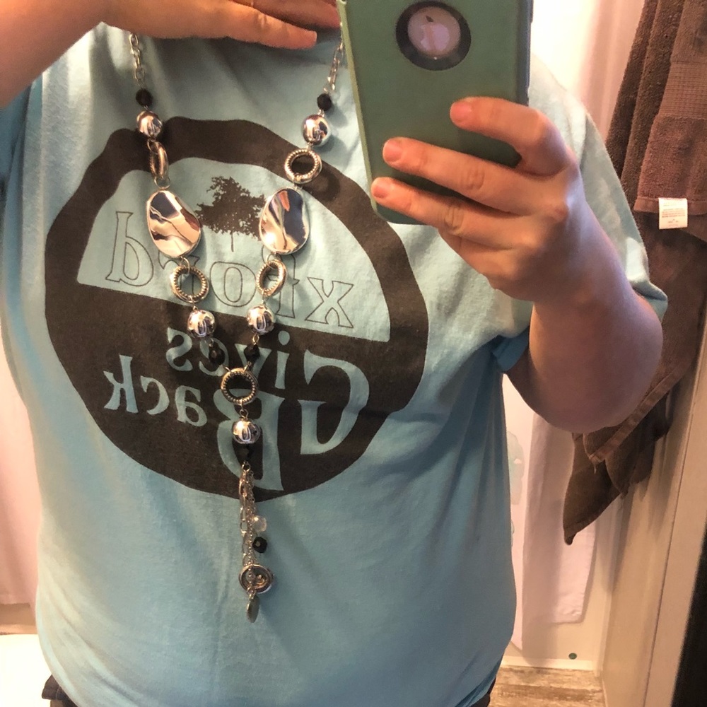 Longer style black and silver necklace